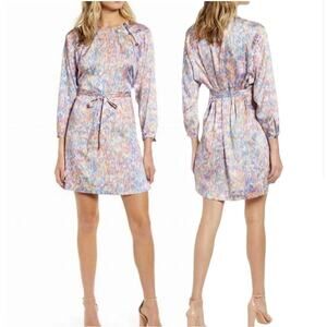 Rebecca‎ Minkoff Lima Mini Dress SZ 10 Multicolor Retro Mod Long Sleeve Occasion